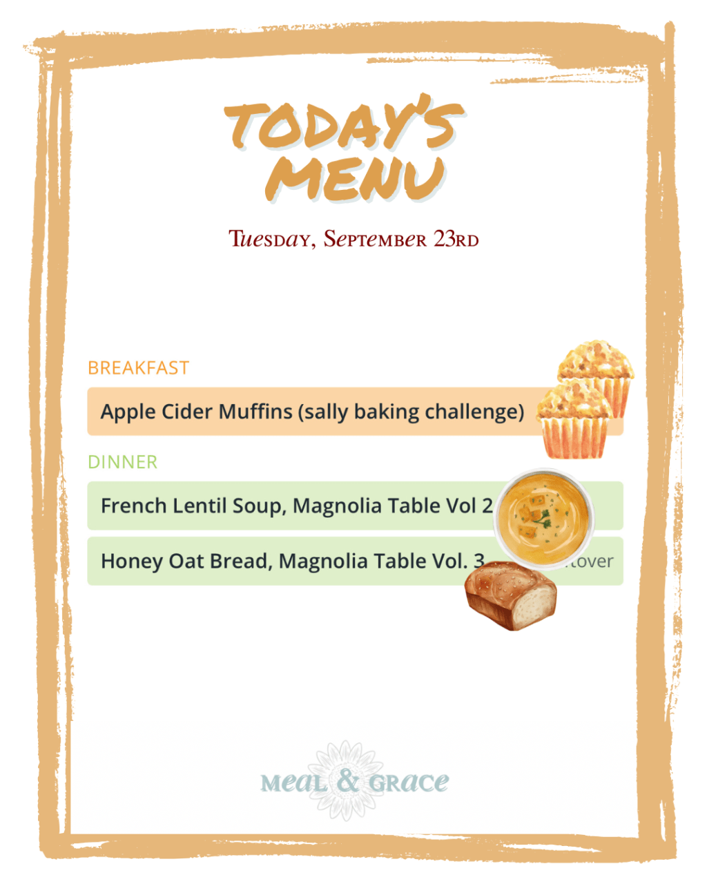 Tuesday, September 23, 2025&nbsp;Menu