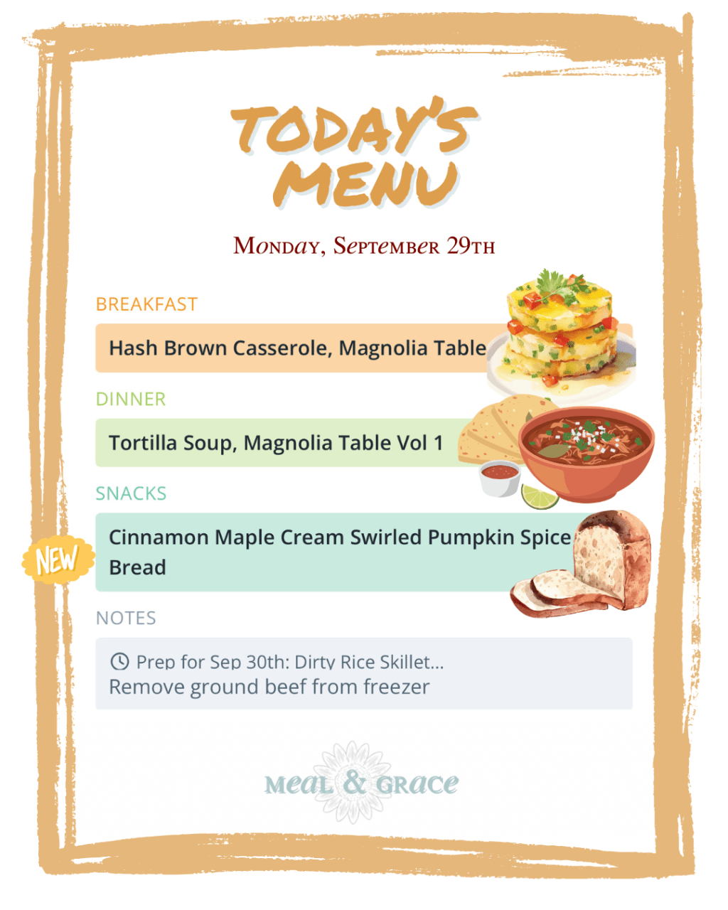 Monday, September 29, 2025&nbsp;Menu