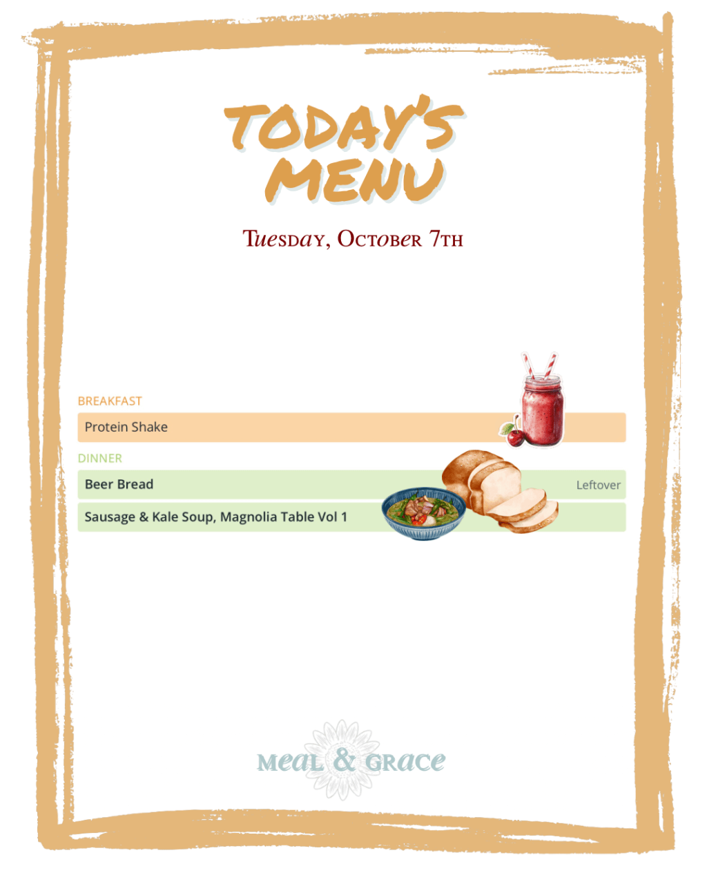 Tuesday, October 7, 2025&nbsp;Menu