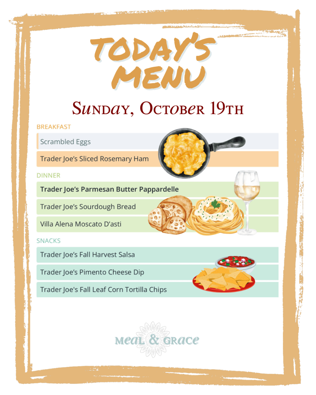 Sunday, October 19, 2025&nbsp;Menu