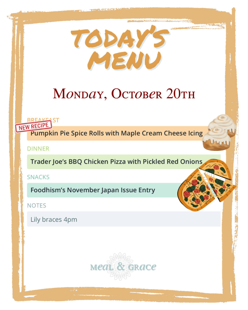 Monday, October 20, 2025&nbsp;Menu